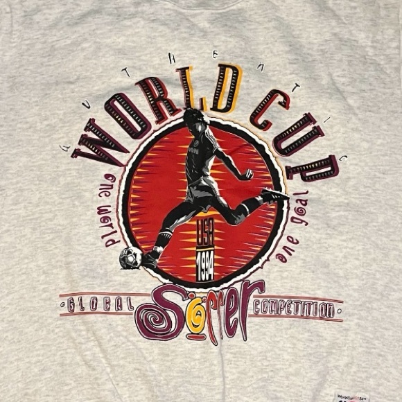 NWT vintage World Cup soccer sweatshirt crewneck NOS gray red black - Picture 3 of 7